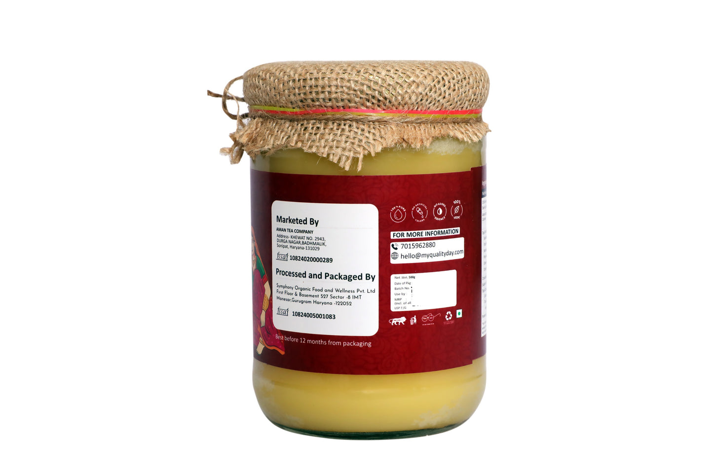 A2 Desi Cow Ghee 500gm Glass Bottle
