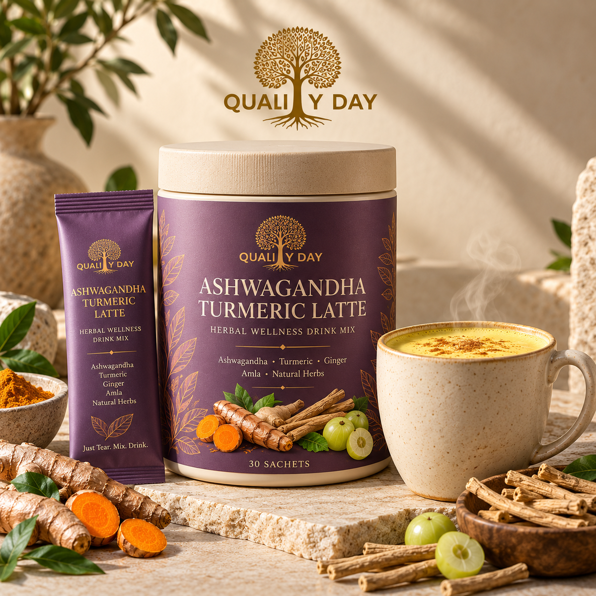 QualityDay Ashwagandha & Turmeric Latte